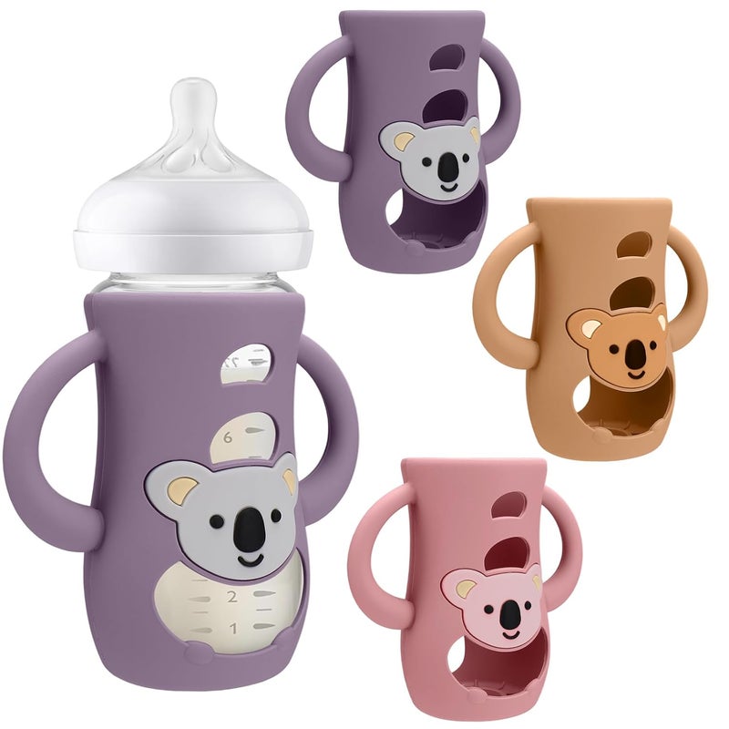 BUSOHA 3 Pack Koala Silicone Sleeves for Avent Baby Bottles - Drop Protection Baby Bottle Sleeves with Handle for Avent Natural Baby Bottles,8 Ounce - Image 1